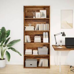 Berkfield Home Book Cabinet Old Wood 80x30x189 cm Engineered Wood in Brown - Size: 80 x 30 x 189 cm - thumbnail 2