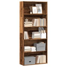 Berkfield Home Book Cabinet Old Wood 80x30x189 cm Engineered Wood in Brown - Size: 80 x 30 x 189 cm - thumbnail 3