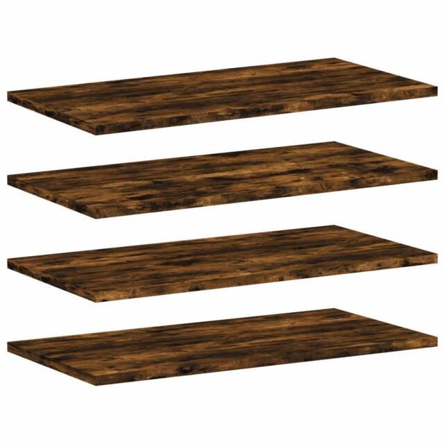 Berkfield Home Wall Shelves 4 pcs Smoked Oak 60x30x1.5 cm Engineered Wood in Brown - image 1