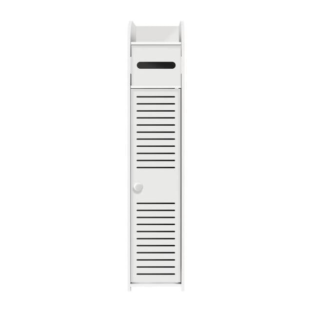 NESTLUNE White Tall Corner Cabinet Slim Bathroom Storage Shelf Unit - image 1
