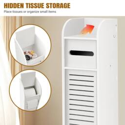 NESTLUNE White Tall Corner Cabinet Slim Bathroom Storage Shelf Unit - thumbnail 4