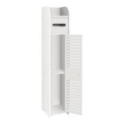 NESTLUNE White Tall Corner Cabinet Slim Bathroom Storage Shelf Unit - thumbnail 3