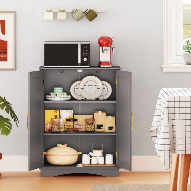 FORGEVIO Kitchen Storage Organizer Bathroom Floor Storage Cabinet in Grey - image 1
