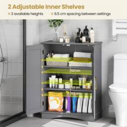 FORGEVIO Kitchen Storage Organizer Bathroom Floor Storage Cabinet in Grey - thumbnail 3