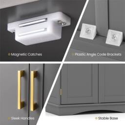 FORGEVIO Kitchen Storage Organizer Bathroom Floor Storage Cabinet in Grey - thumbnail 5