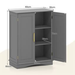 FORGEVIO Kitchen Storage Organizer Bathroom Floor Storage Cabinet in Grey - thumbnail 2