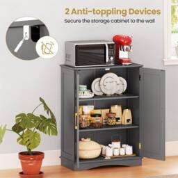 FORGEVIO Kitchen Storage Organizer Bathroom Floor Storage Cabinet in Grey - thumbnail 4
