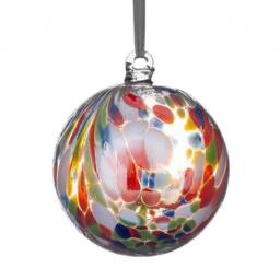 Sienna Glass 10cm Friendship Ball Feather Design Parrot in Light Red