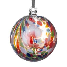 Sienna Glass 10cm Friendship Ball Feather Design Parrot in Light Red - thumbnail 5