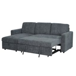 Aspire Nexis Corner Sofa Bed with Storage, Chaise on the Left in Charcoal - Size: 3 Seater - thumbnail 5