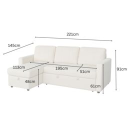Aspire Nexis Corner Sofa Bed with Storage, Chaise on the Left in Charcoal - Size: 3 Seater - thumbnail 7