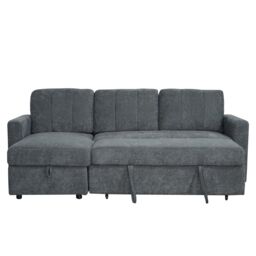 Aspire Nexis Corner Sofa Bed with Storage, Chaise on the Left in Charcoal - Size: 3 Seater - thumbnail 3