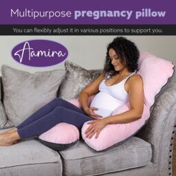 Aamira Pink & Dark Grey Pregnancy Pillow, 140x70x20cm J Shaped Shredded Memory Foam Maternity Pillow - Size: 140 x 70 x 20 cm - thumbnail 9