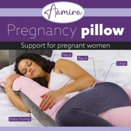 Aamira Pink & Dark Grey Pregnancy Pillow, 140x70x20cm J Shaped Shredded Memory Foam Maternity Pillow - Size: 140 x 70 x 20 cm - thumbnail 2