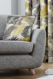 Fusion 'Tropical' Exotic Palm Leaf Print Filled Cushion 100% Cotton in Mustard - Size: 43 cm x 43 cm - thumbnail 2