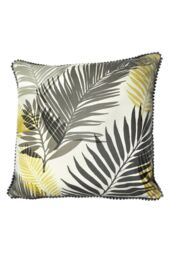 Fusion 'Tropical' Exotic Palm Leaf Print Filled Cushion 100% Cotton in Mustard - Size: 43 cm x 43 cm - thumbnail 1