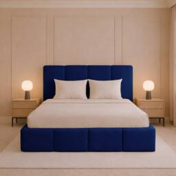 Desire Deco Monaco Plush Velvet Upholstered Bed Frame - Double, King & Super King in Blue - Size: Double - thumbnail 2