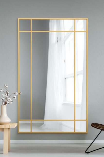 "MirrorOutlet Gold Contemporary Wall & Leaner Mirror 71"" X 43"" (180 x 110CM) - Size: 1 Pack" - image 1