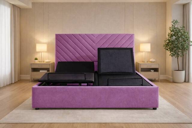 PARADISE BEDS LTD Siera Egromatic Adjustable Bed with Mattress & Headboard in Purple - Size: Double - image 1