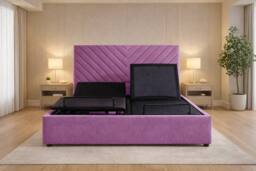 PARADISE BEDS LTD Siera Egromatic Adjustable Bed with Mattress & Headboard in Purple - Size: Double - thumbnail 1