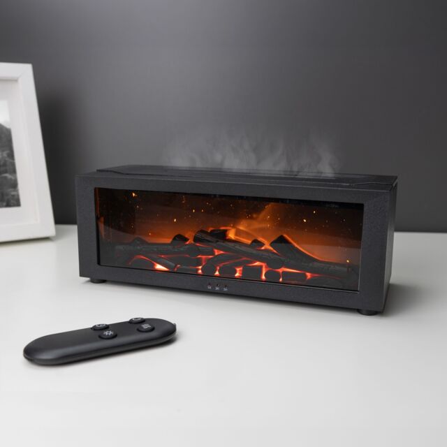 Menkind Well Being Flame Aroma Diffuser Mesmerising LED Effects in Black