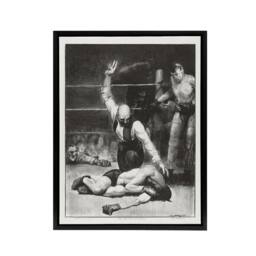 "Artery8 George Bellows Counted Out Second Stone Boxing Framed Canvas Art Print in Grey - Size: W12"" x H16""" - thumbnail 1