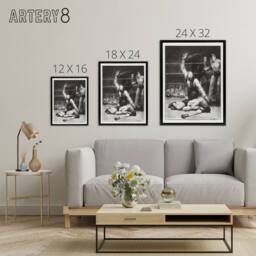 "Artery8 George Bellows Counted Out Second Stone Boxing Framed Canvas Art Print in Grey - Size: W12"" x H16""" - thumbnail 4