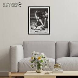 "Artery8 George Bellows Counted Out Second Stone Boxing Framed Canvas Art Print in Grey - Size: W12"" x H16""" - thumbnail 3