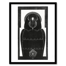 Artery8 Samuel J De Mesquita Framed Wall Art Print Stylised Ara Macaw Parrot in White - Size: A4 - thumbnail 1
