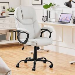 Kelvenix White High Back Desk Chair Adjustable Height Ergonomic Swivel Computer Chair - thumbnail 6