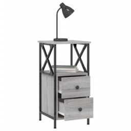 Berkfield Home Bedside Cabinet Grey Sonoma 34x35.5x70 cm Engineered Wood - thumbnail 4