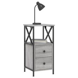 Berkfield Home Bedside Cabinet Grey Sonoma 34x35.5x70 cm Engineered Wood - thumbnail 3