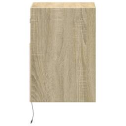 Berkfield Home Durable Wall-mounted Bedside Cabinet with LED Lights Sonoma Oak in Light Tan - thumbnail 7