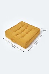 Homescapes Cotton Armchair Booster Cushion in Mustard - Size: 50 cm x 50 cm - thumbnail 5