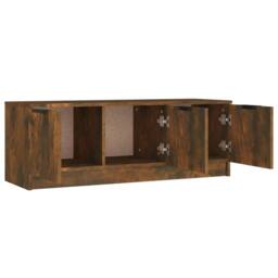 Berkfield Home TV Cabinet Smoked Oak 102x35x36.5 cm Engineered Wood in Brown - thumbnail 6