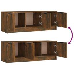 Berkfield Home TV Cabinet Smoked Oak 102x35x36.5 cm Engineered Wood in Brown - thumbnail 9