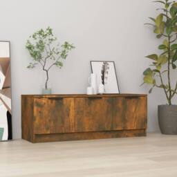 Berkfield Home TV Cabinet Smoked Oak 102x35x36.5 cm Engineered Wood in Brown - thumbnail 2
