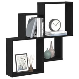 Berkfield Home Black Oak Wall Cabinet - 80x15x78.5 cm, Made from Engineered Wood - Size: 80x15x78.5 cm - thumbnail 3