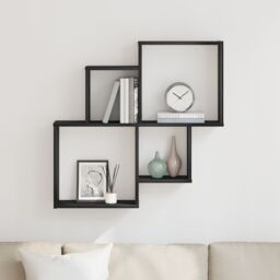 Berkfield Home Black Oak Wall Cabinet - 80x15x78.5 cm, Made from Engineered Wood - Size: 80x15x78.5 cm - thumbnail 4