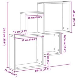 Berkfield Home Black Oak Wall Cabinet - 80x15x78.5 cm, Made from Engineered Wood - Size: 80x15x78.5 cm - thumbnail 9