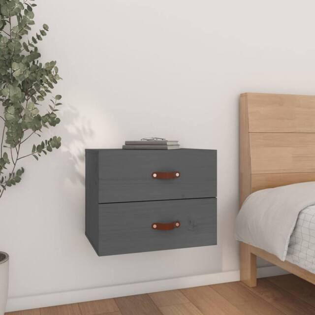 Berkfield Home Wall-mounted Bedside Cabinet Grey 50x36x40 cm - Size: 50 x 36 x 40 cm - image 1