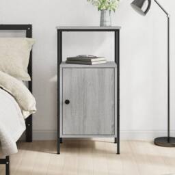 Berkfield Home Durable Bedside Cabinet Grey Sonoma 41x31x80 cm Engineered Wood - Size: 41 x 31 x 80 cm - thumbnail 2