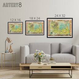 "Artery8 Sutton 1946 Pictorial Map Nantucket Island Framed Canvas Wall Art Print - Size: W24"" x H32""" - thumbnail 4