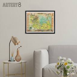 "Artery8 Sutton 1946 Pictorial Map Nantucket Island Framed Canvas Wall Art Print - Size: W24"" x H32""" - thumbnail 3