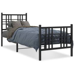 Berkfield Home Metal Bed Frame without Mattress with Footboard Black 80x200cm - Size: 80x200 cm - thumbnail 1