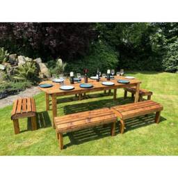 Charles Taylor Ten Seater Garden Furniture Table Set - L216xW400xH80 cm in Light Tan - thumbnail 1