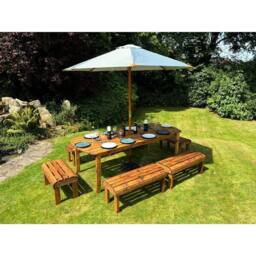 Charles Taylor Ten Seater Garden Furniture Table Set - L216xW400xH80 cm in Light Tan - thumbnail 3