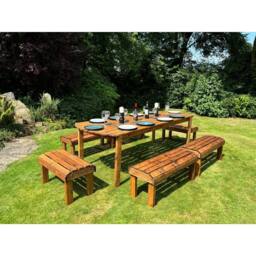 Charles Taylor Ten Seater Garden Furniture Table Set - L216xW400xH80 cm in Light Tan - thumbnail 2