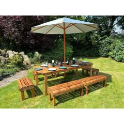 Charles Taylor Ten Seater Garden Furniture Table Set - L216xW400xH80 cm in Light Tan - thumbnail 4
