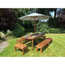 Charles Taylor Ten Seater Garden Furniture Table Set - L216xW400xH80 cm in Light Tan - thumbnail 5